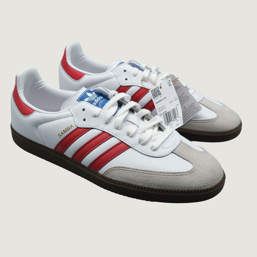 NWT Adidas Samba OG Men's  Size 13 White Red Gum Sneakers